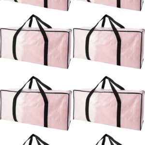 PANDA JOYS Extra Large Moving Bags with Zippers & Carrying Handles, Heavy-Duty Storage Tote for Space Saving Moving Storage, Fold Flat, Alternative to Box and Bin - 8 Pack, Semi-Transparent